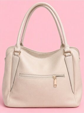 Vintage Cream Shoulder Bag with Gold Hardware